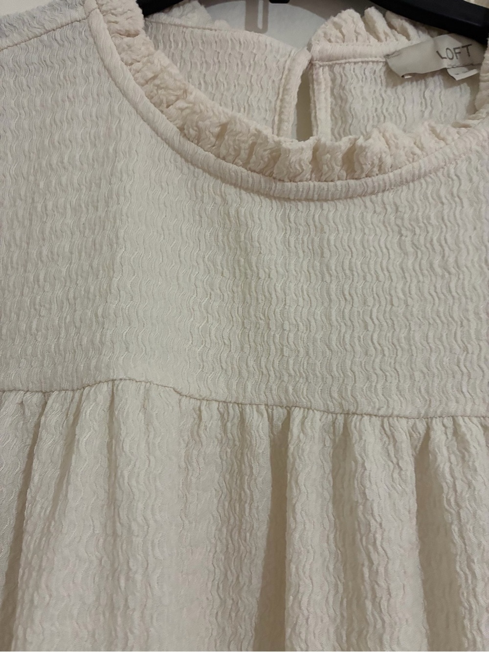 LOFT Cream Textured Ruffle-Neck Tunic - Picture 5 of 12